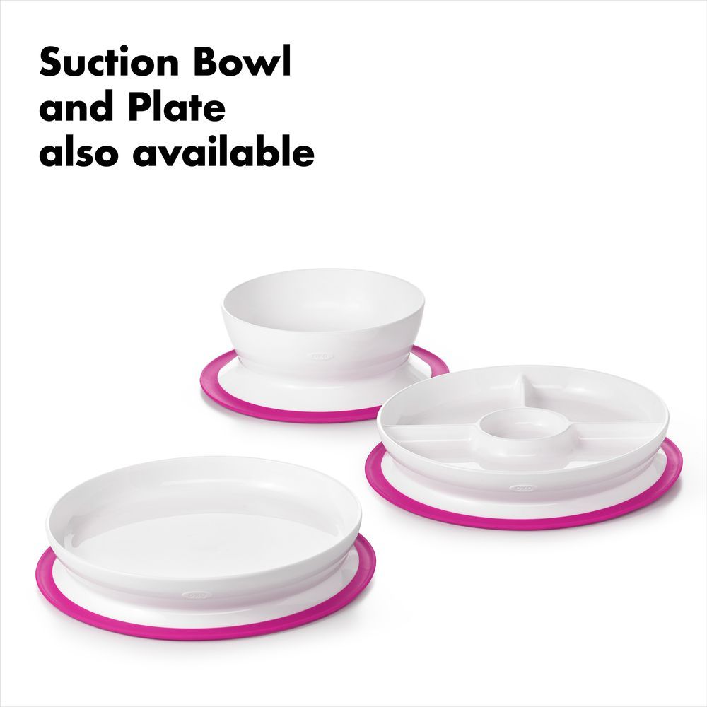 Oxo Tot - Stick & Stay Suction Divided Plate - Pink