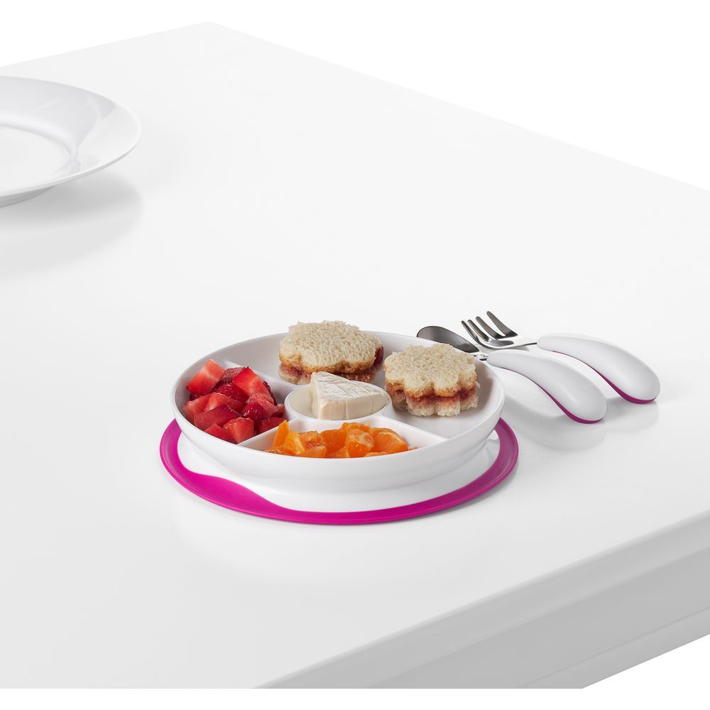 Oxo Tot - Stick & Stay Suction Divided Plate - Pink