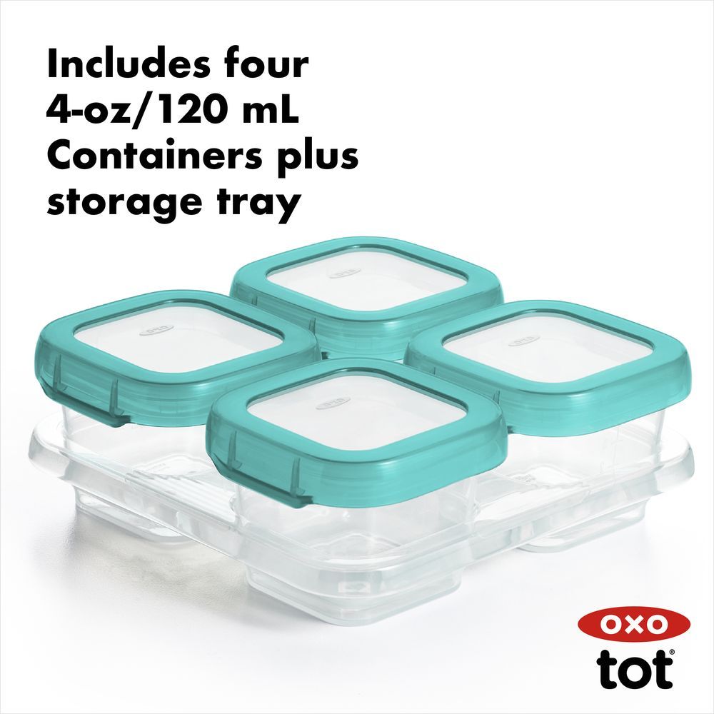 Oxo Tot - Baby Blocks Freezer Storage Containers - 118ml - 4pcs - Teal