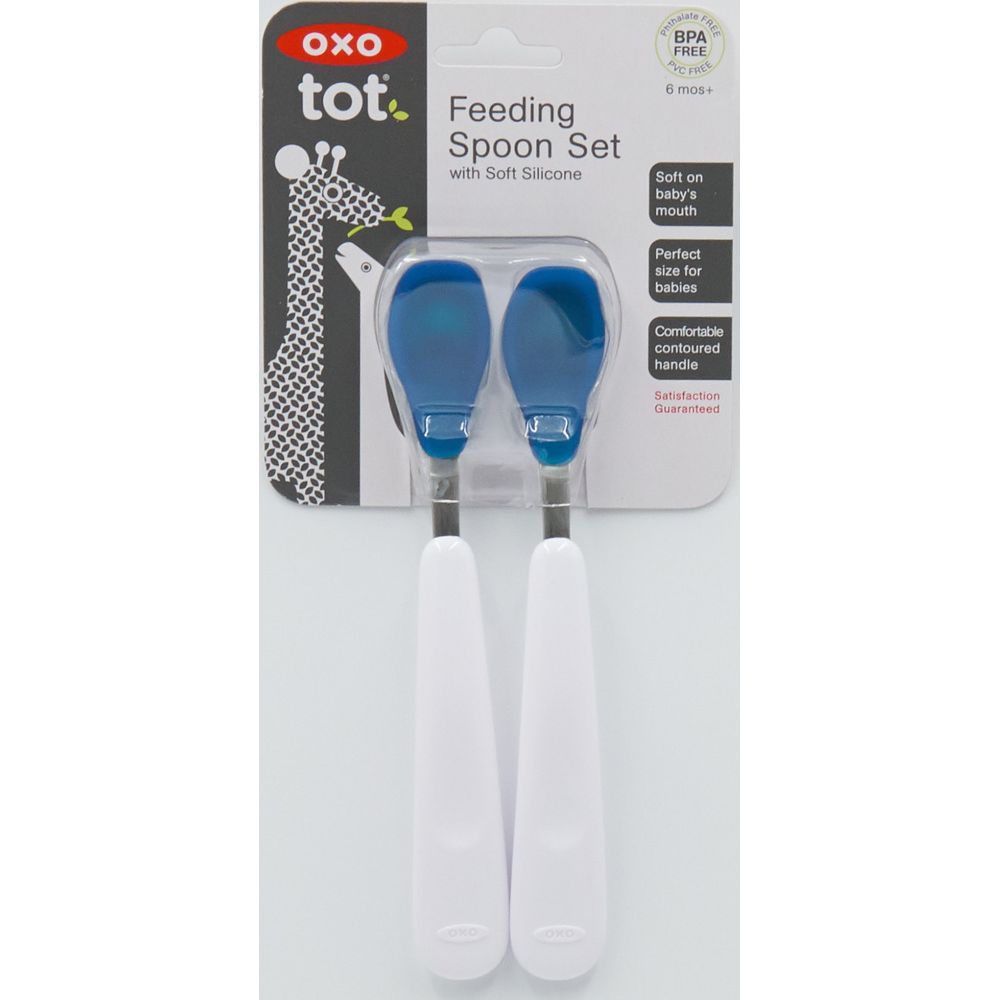 Oxo Tot - Feeding Spoon Set w/ Soft Silicone - Navy