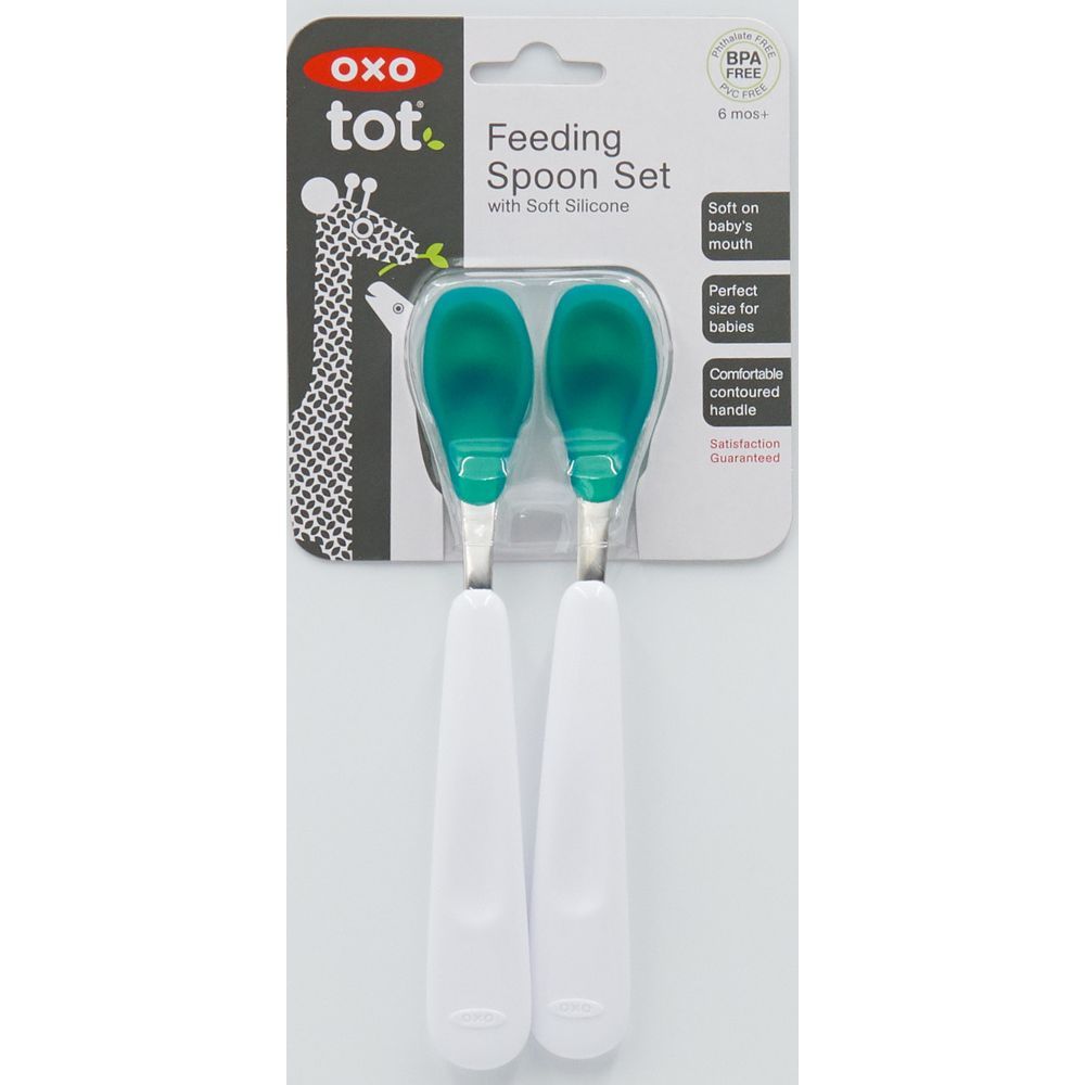 Oxo Tot - Feeding Spoon Set w/ Soft Silicone - Teal