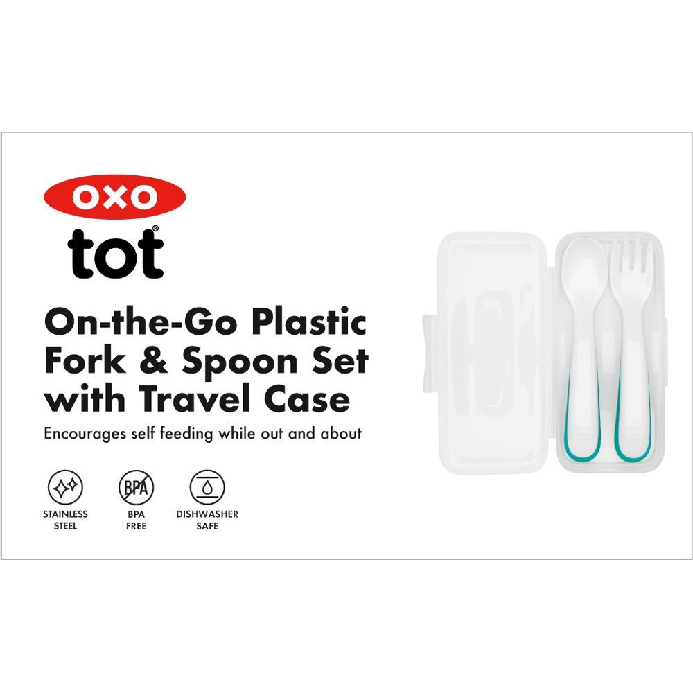 Oxo Tot - On-The-Go Plastic Fork & Spoon Set - Teal