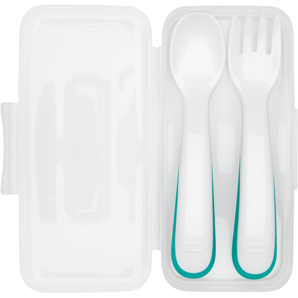 Oxo Tot - On-The-Go Plastic Fork & Spoon Set - Teal