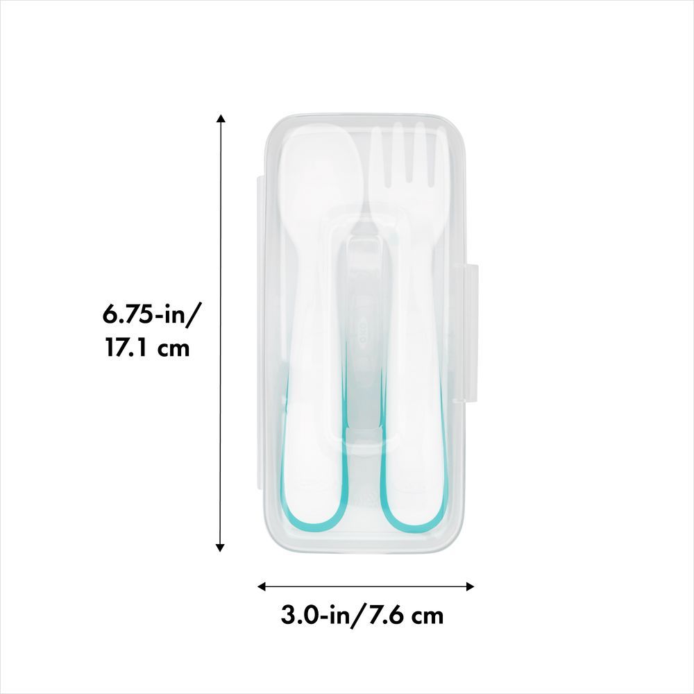 Oxo Tot - On-The-Go Plastic Fork & Spoon Set - Teal