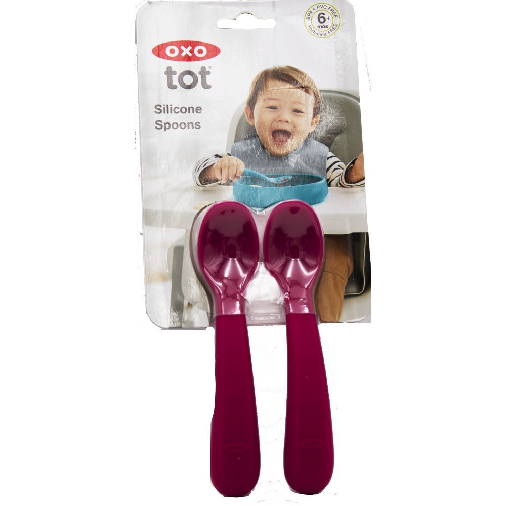 Oxo Tot - Silicone Spoon - Pack of 2 - Pink