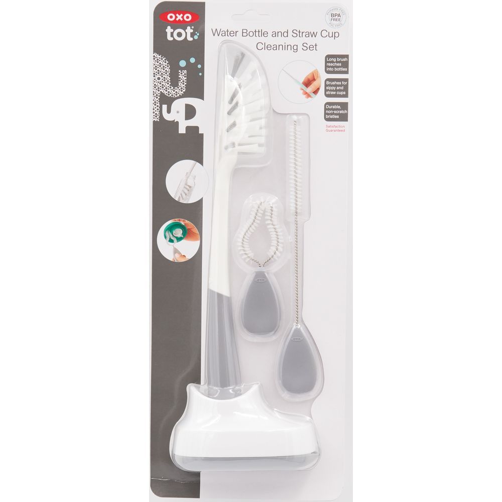 Oxo Tot - Water Bottle & Straw Cup Cleaning Set Brush Set - Gray