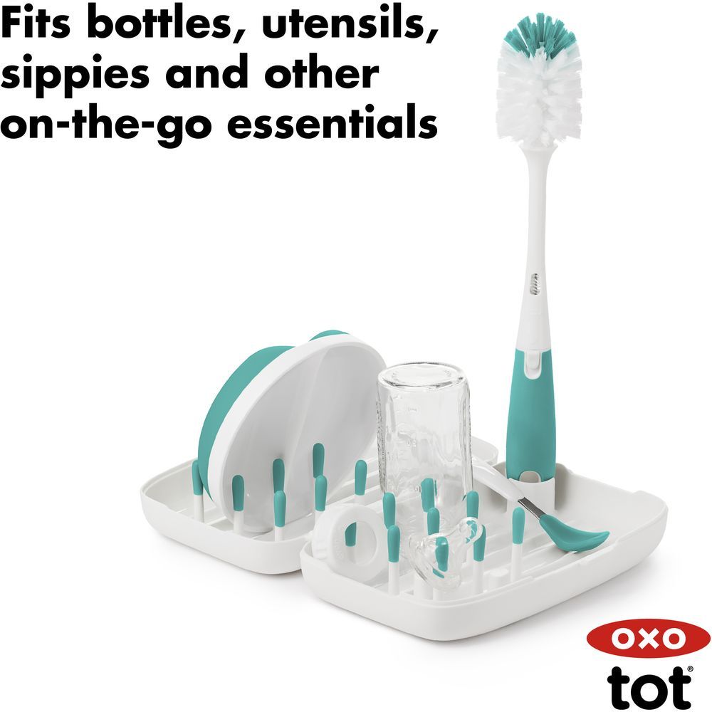 Oxo Tot - On-The-Go Drying Rack w/ Bottle Brush - Teal