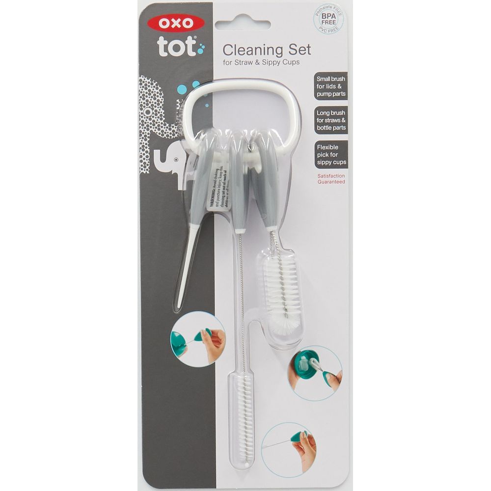 Oxo Tot - Cleaning Set For Straw & Sippy Cup - Gray