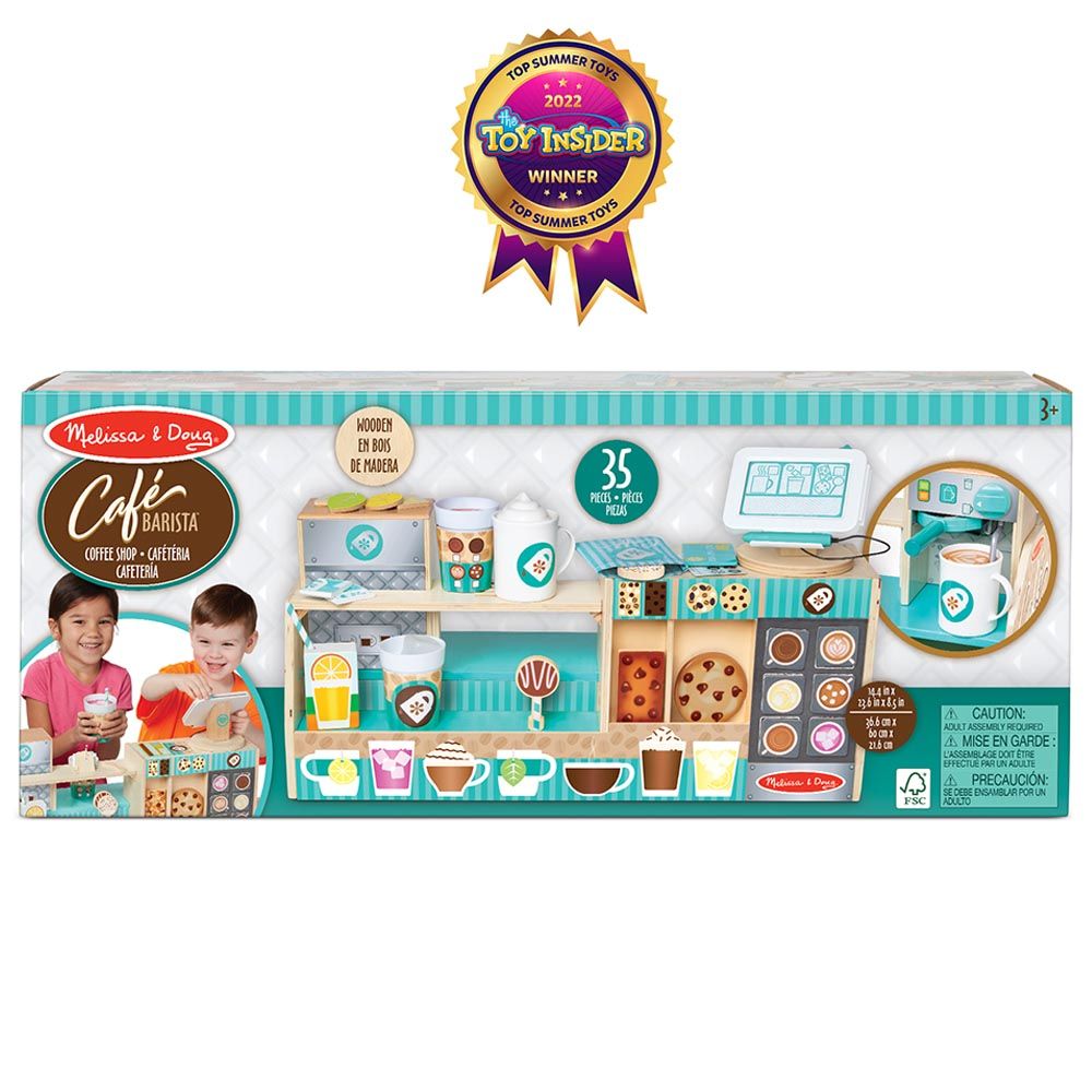 Melissa & Doug - Wooden Cafe Barista Coffee Shop Playset - 35 pcs