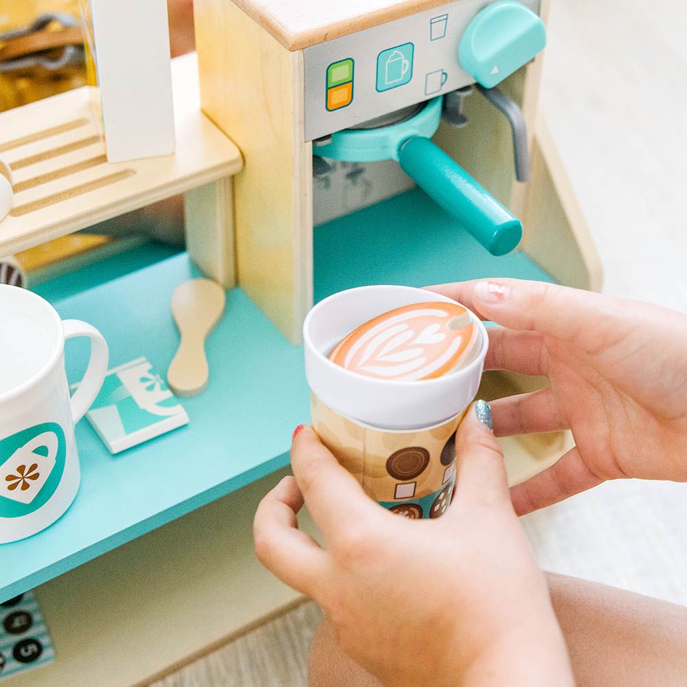 Melissa & Doug - Wooden Cafe Barista Coffee Shop Playset - 35 pcs