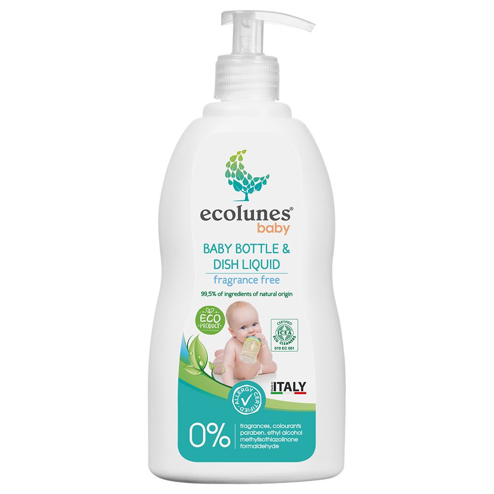 Ecolunes - Hypoallergenic Baby Bottle & Dish Liquid with Baby Stain Remover - Fragrance Free