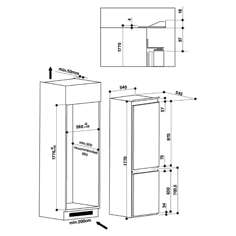 Ariston - Built In Refrigerator - 258L - White