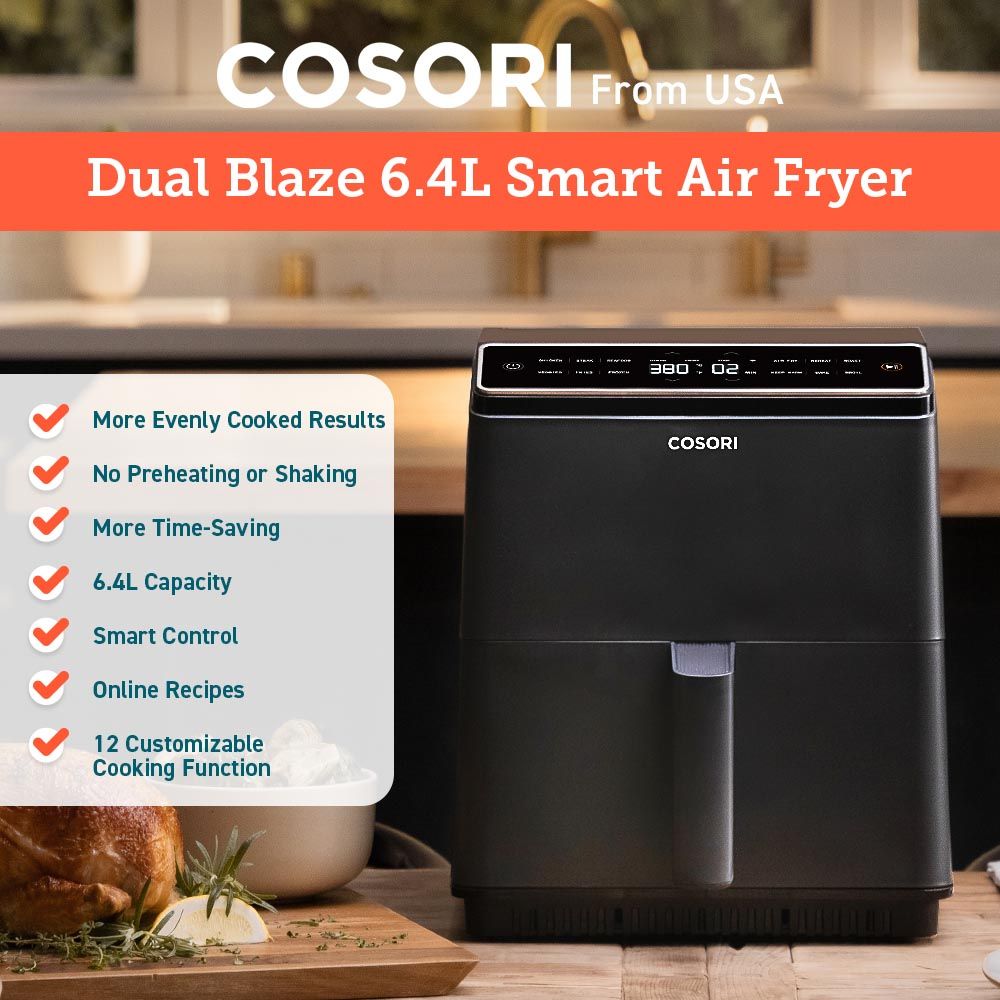 Cosori - Dual Blaze Large Smart Air Fryer CAF-P583S 6.4L - Grey