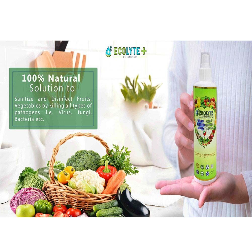 Ecolyte+ - Fruits & Vegetables Disinfectant 100% Natural - 250Ml - 8pc