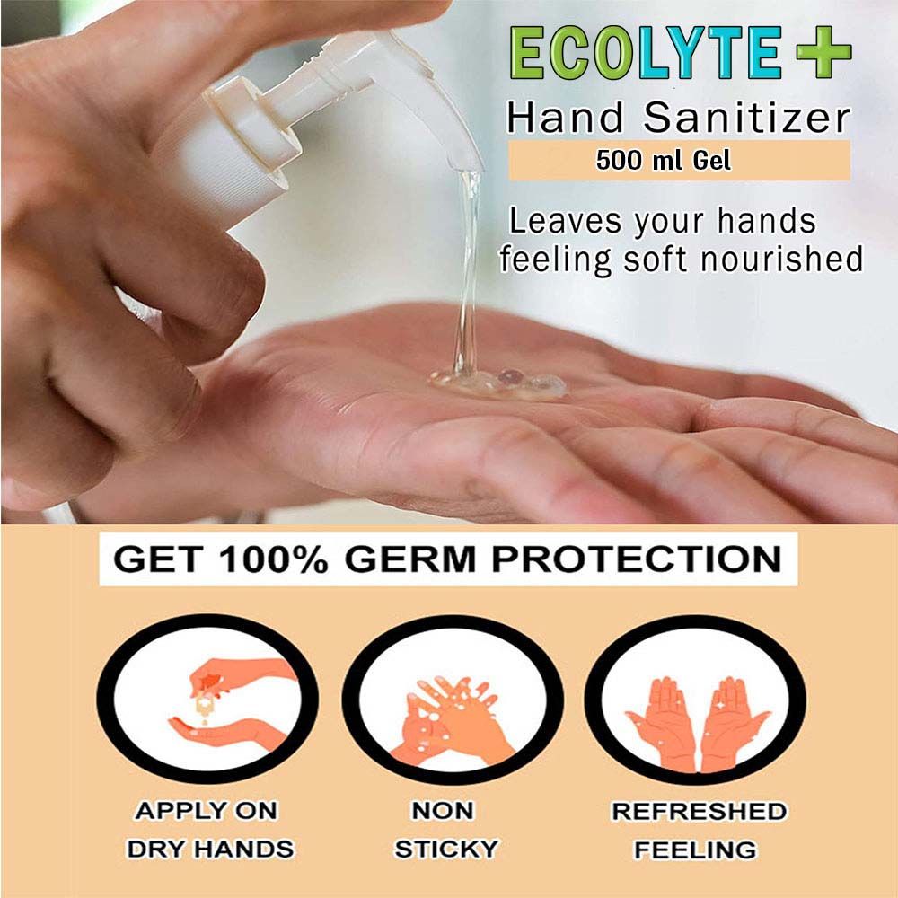 Ecolyte+ - GMP & ISO Certified Hand Sanitizer Gel - 500Ml - 5pc