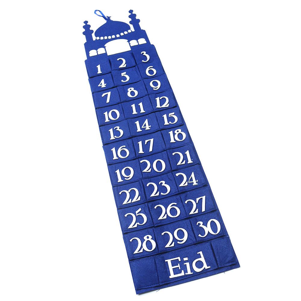 Eid Party - Blue & Black Felt Ramadan Advent Calendar with Pockets