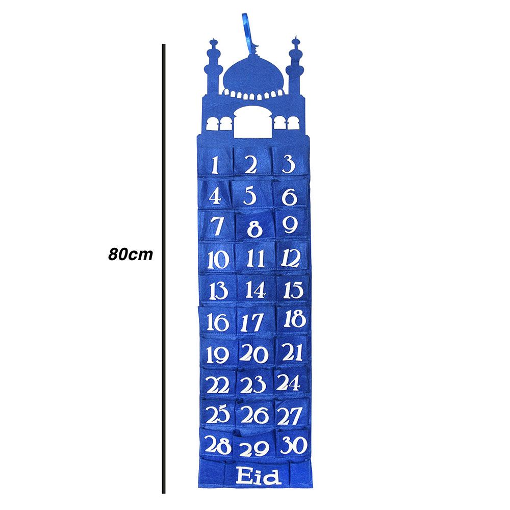 Eid Party - Blue & Black Felt Ramadan Advent Calendar with Pockets