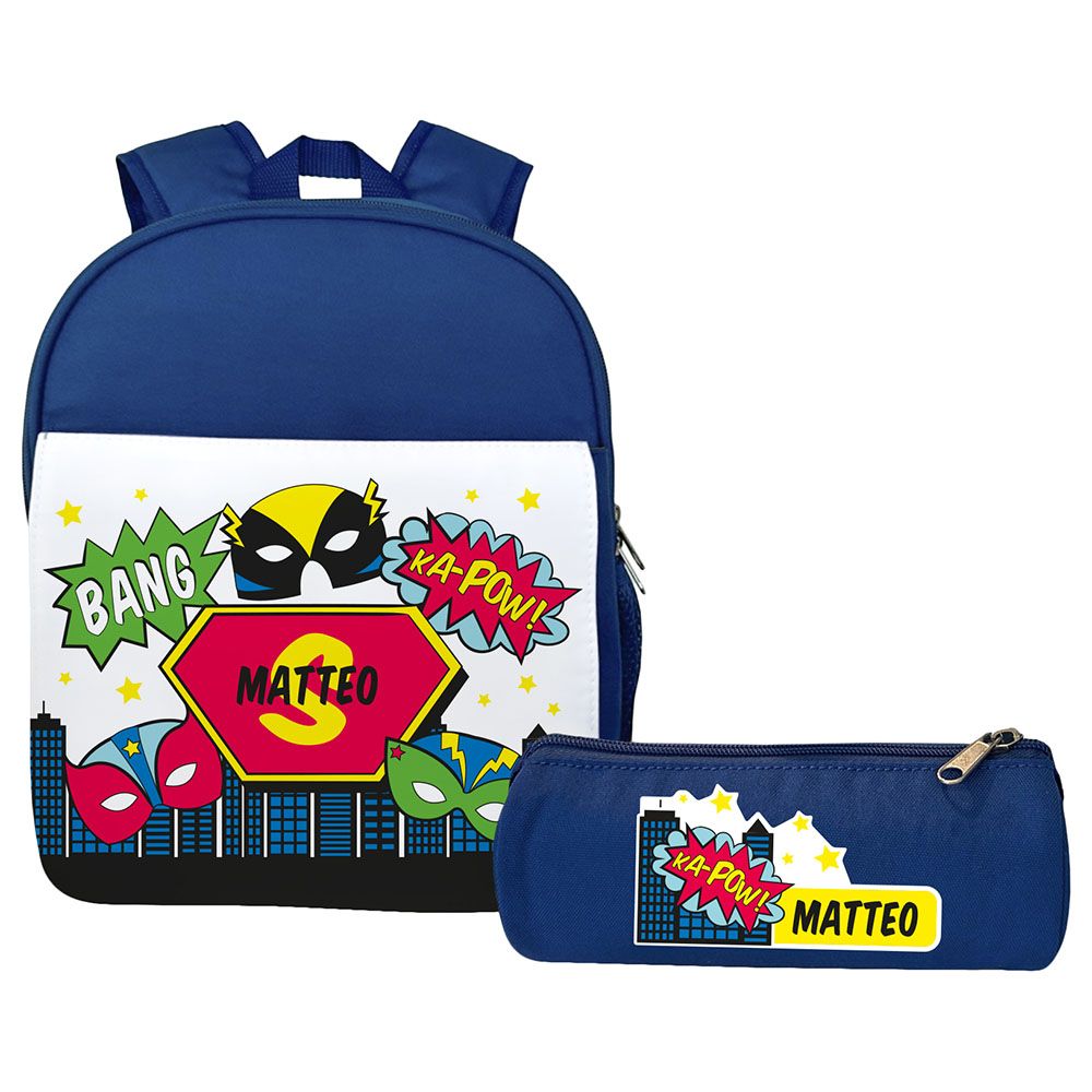 Essmak - Ka-Pow Backpack & Pencil Case - 12-Inch - Blue