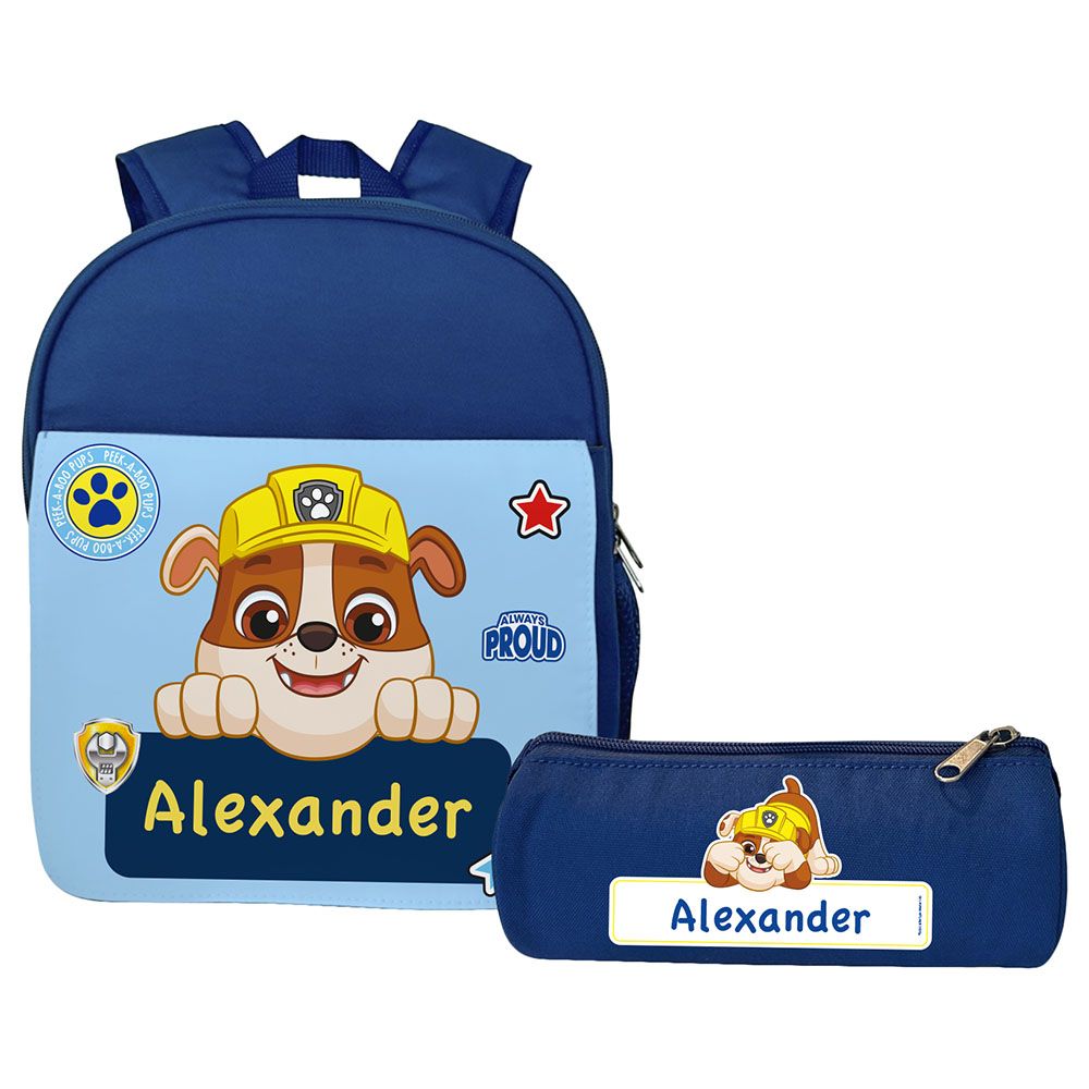 Essmak - Paw Patrol Rubble Backpack & Pencil Case - 12-Inch - Blue