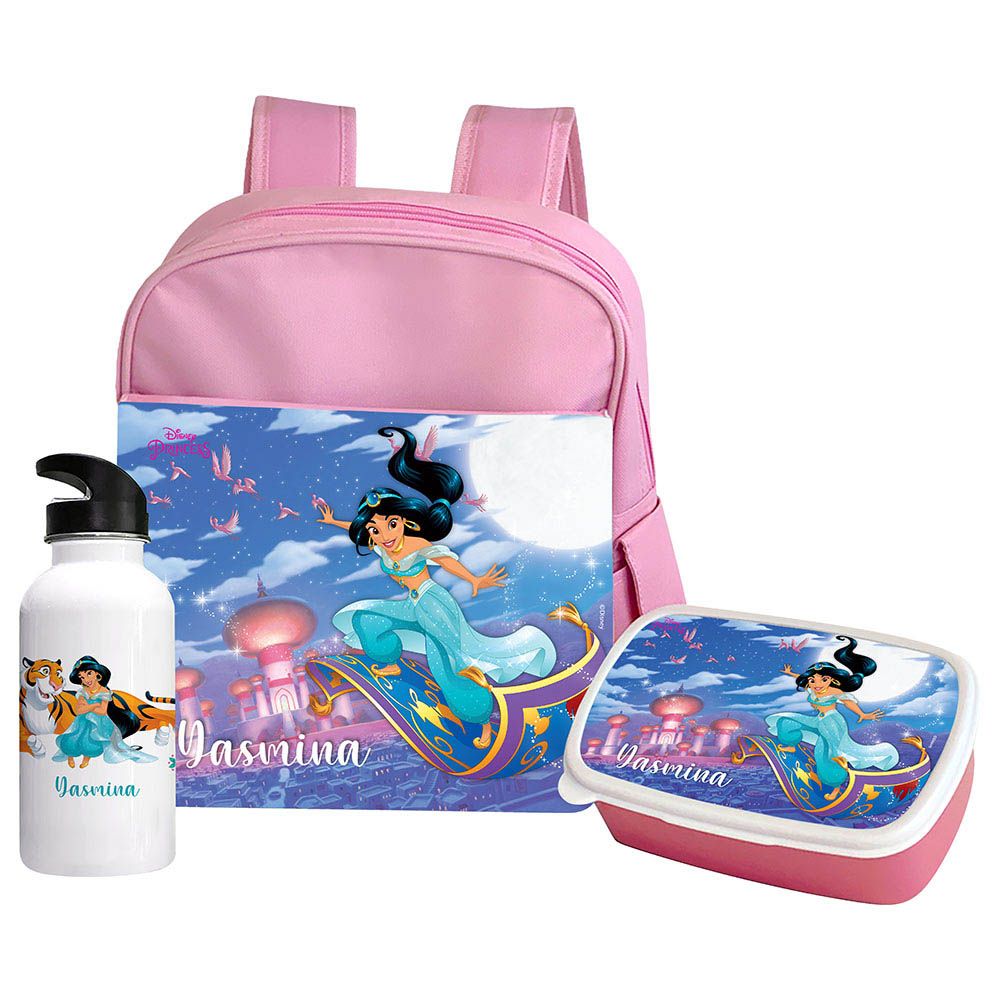 Essmak - Disney Jasmine Backpack w/ Lunch Box & Water Bottle- 12-Inch - Pink