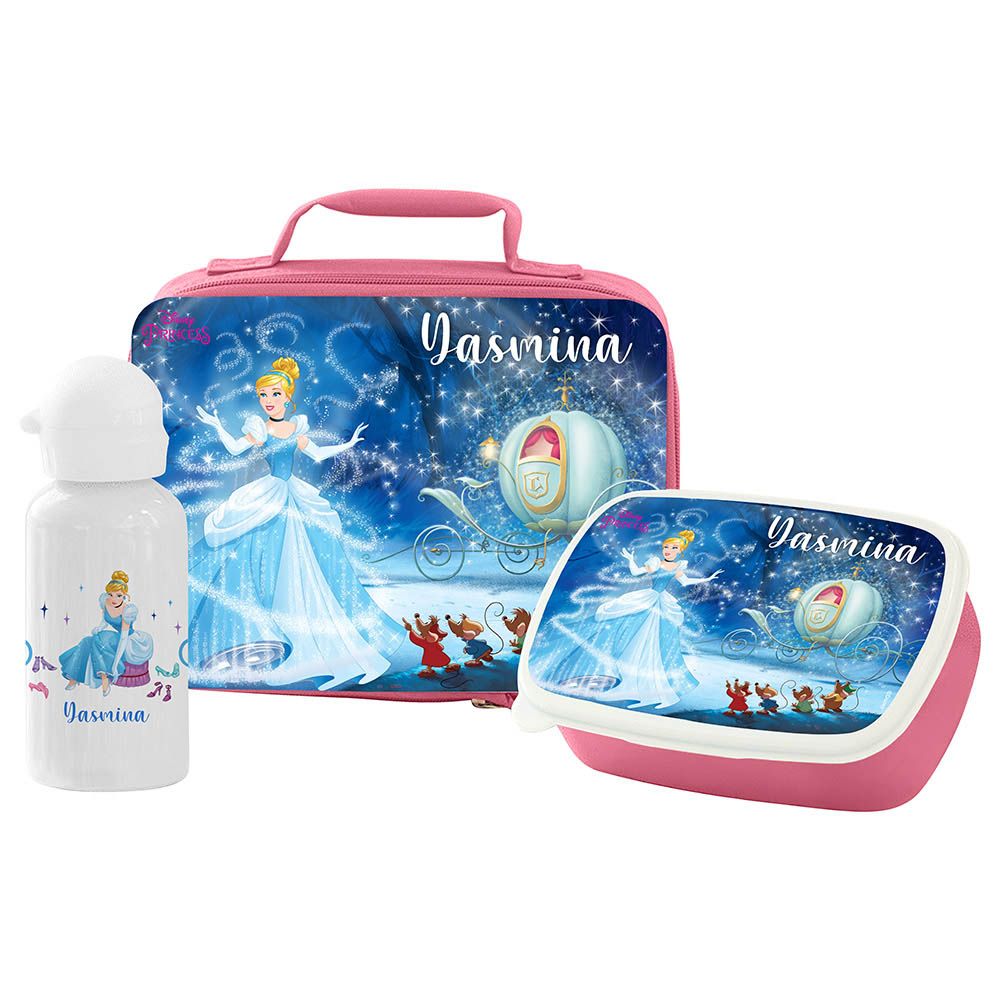 Essmak - Disney Cinderella Lunch Box w/ Bag & Water Bottle - Pink