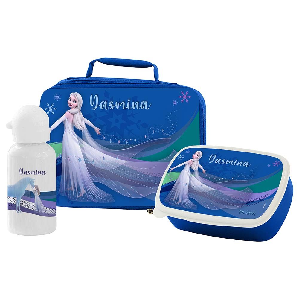 Essmak - Disney Frozen 2 Lunch Box w/ Bag & Water Bottle - Blue