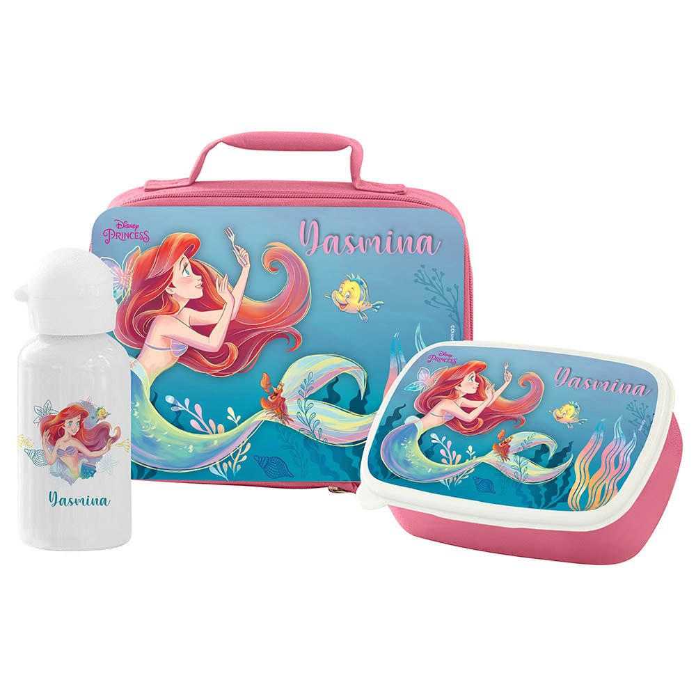 Essmak - Disney Mermaid Lunch Box w/ Bag & Water Bottle - Pink