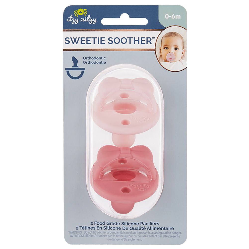 Itzy Ritzy - Silicone Pacifiers 0-6M Pack Of 2-Ballet & Rose