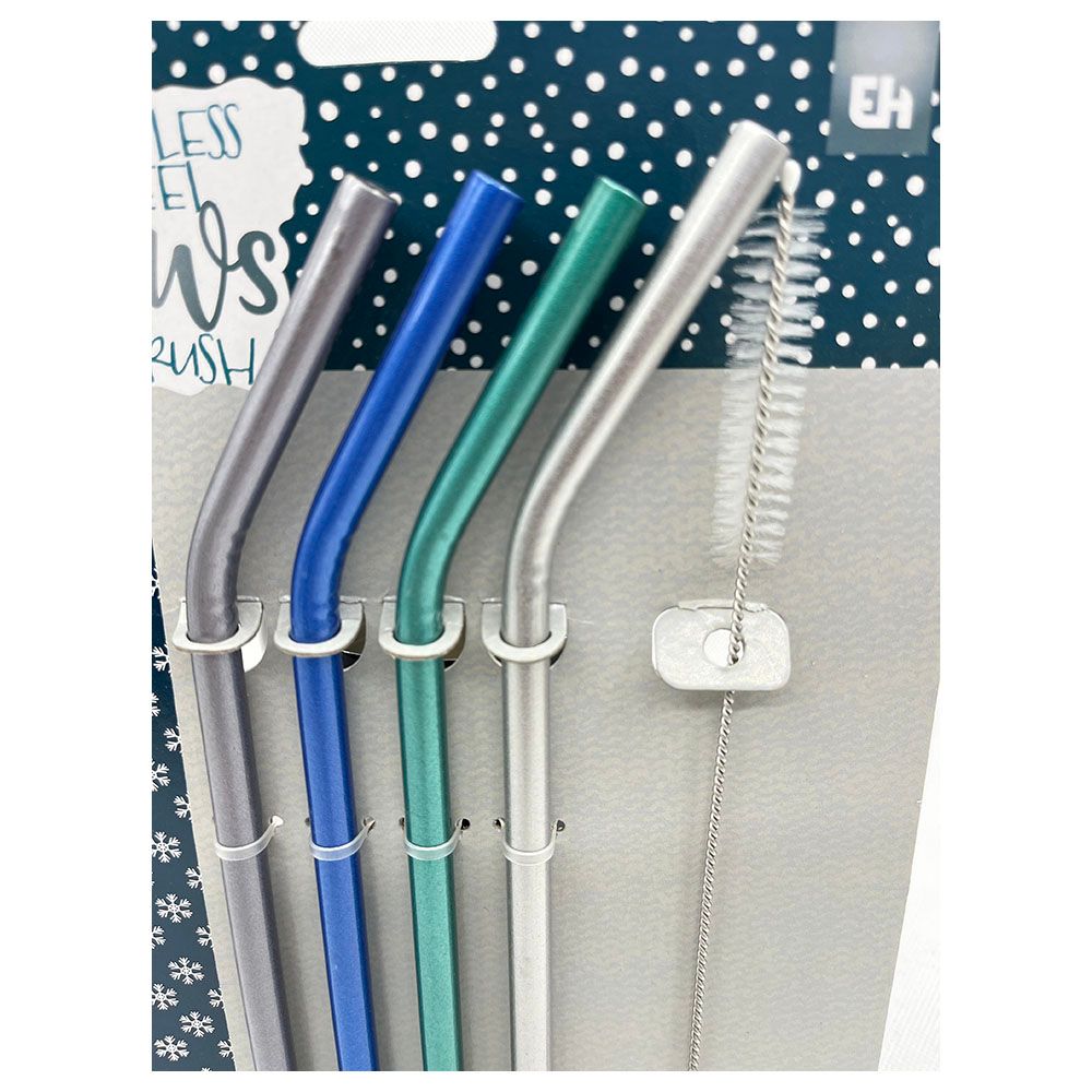 Excellent Houseware - Stainless Steel Metal Straws W/ Brush 5pcs