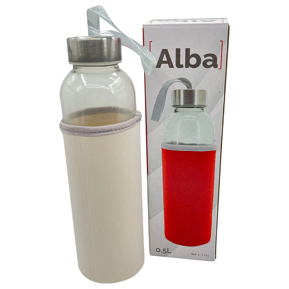 Excellent Houseware - Drinking Glass Bottle W/ White Sleeve 500ml