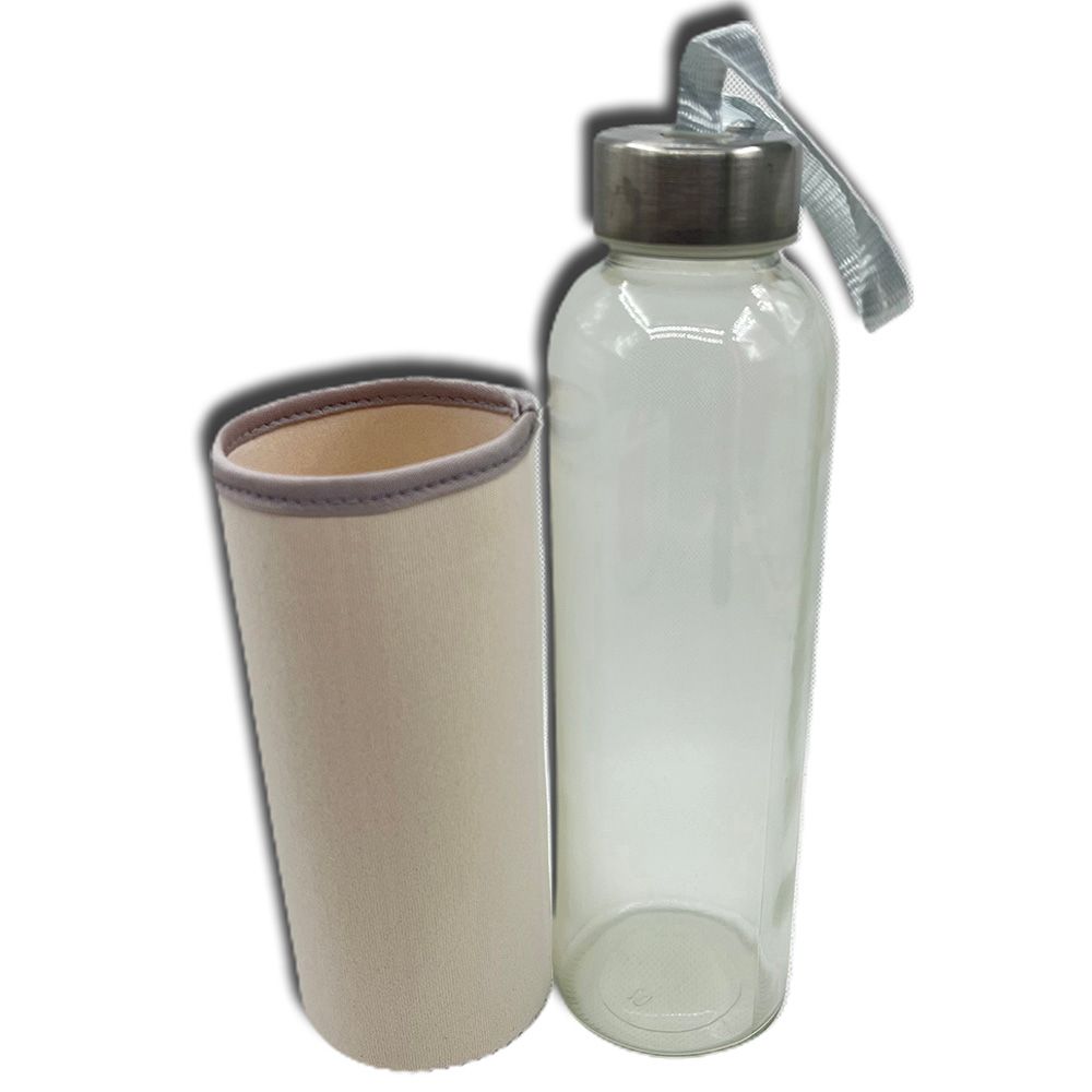 Excellent Houseware - Drinking Glass Bottle W/ White Sleeve 500ml