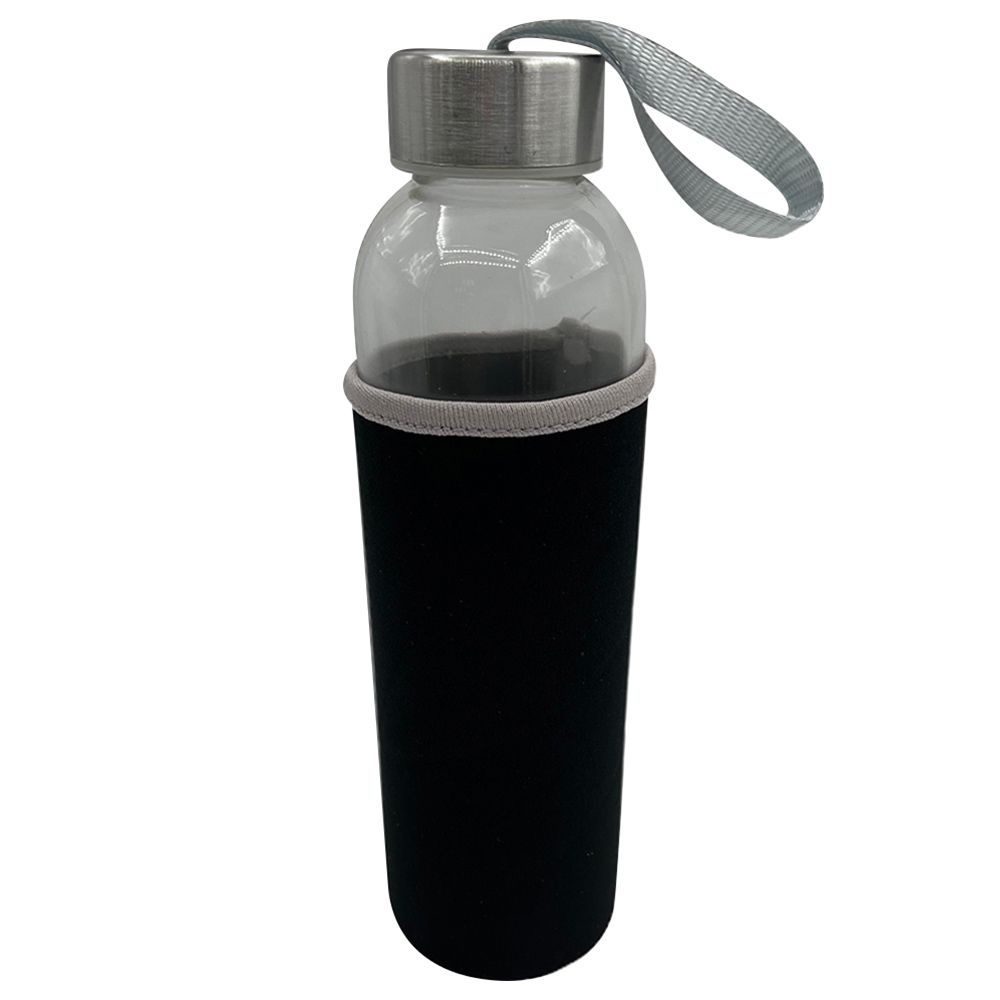 Excellent Houseware - Drinking Glass Bottle W/ Black Sleeve 500ml