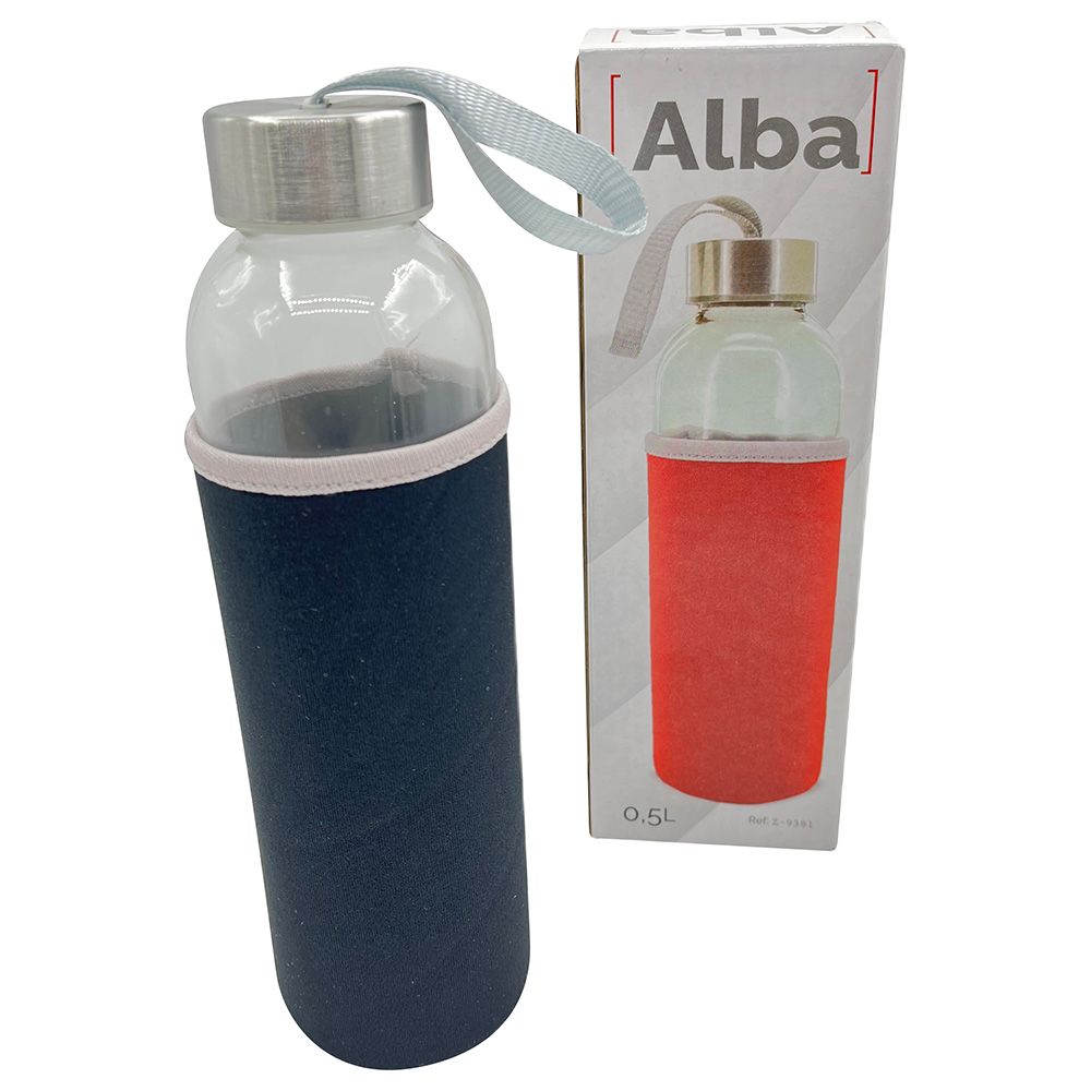 Excellent Houseware - Drinking Glass Bottle W/ Black Sleeve 500ml