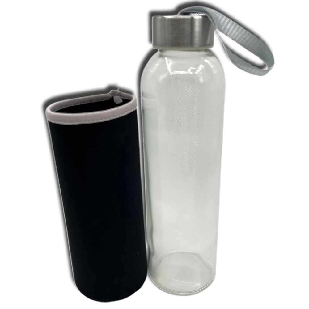 Excellent Houseware - Drinking Glass Bottle W/ Black Sleeve 500ml