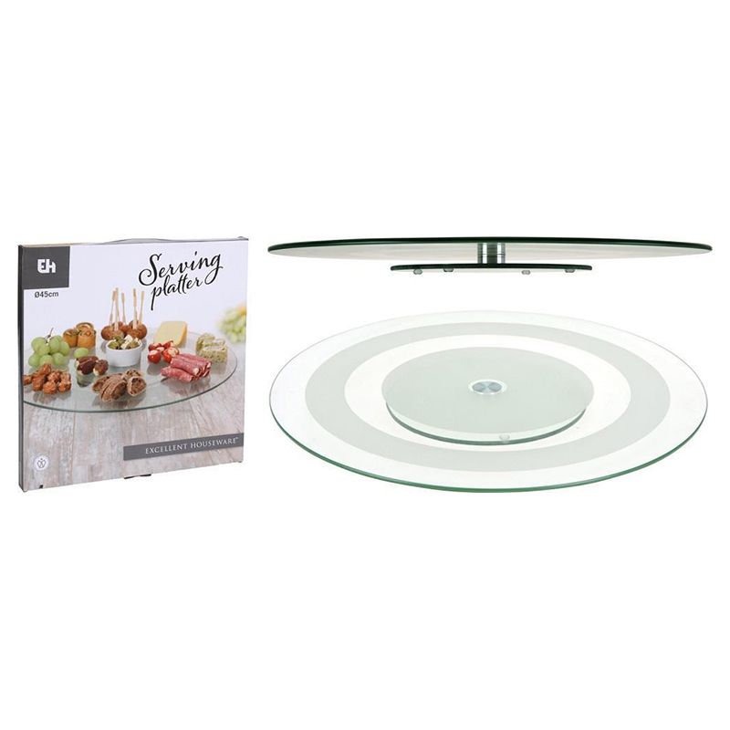 Excellent Houseware - Rotating Glass Serving Round Platter