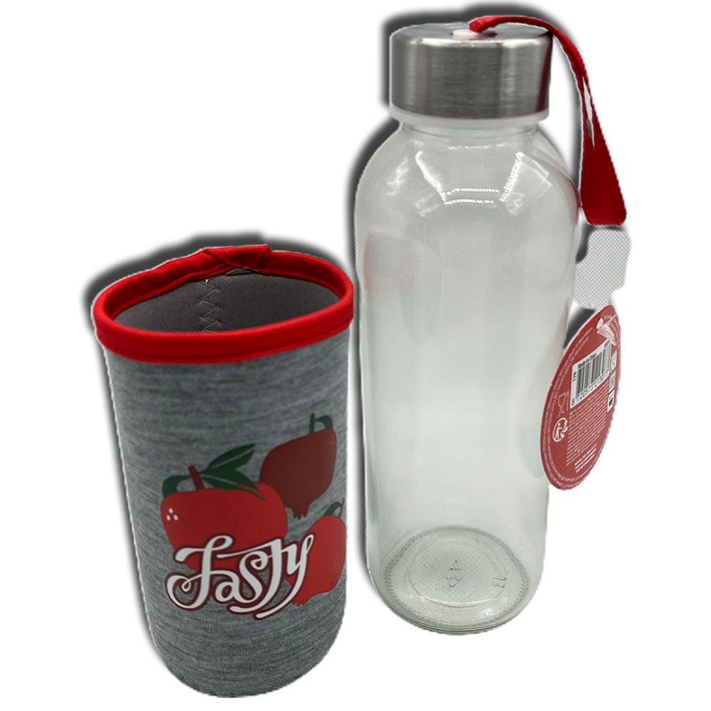 Excellent Houseware - Drinking Glass Bottle W/ Sleeve 400ml - Tasty