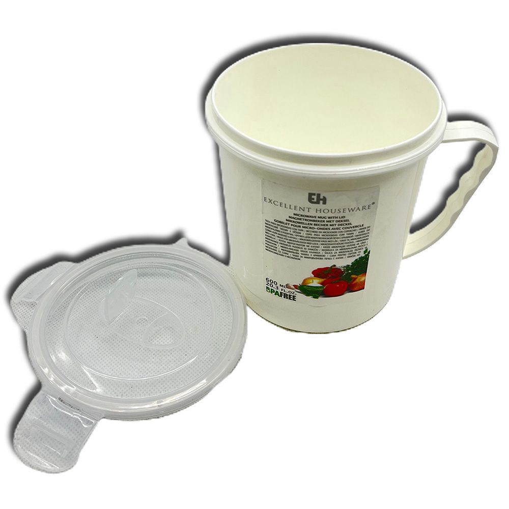 Excellent Houseware - Microware Cup W/ A Lid 600ml - White