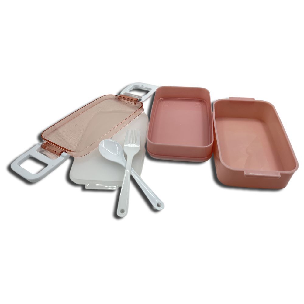 Excellent Houseware - Lunch Box W/ Spoon and Fork - Pink