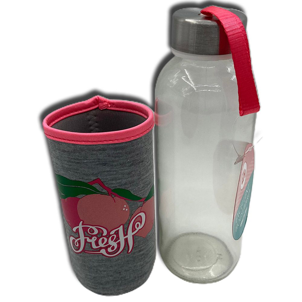 Excellent Houseware - Drinking Glass Bottle W/ Sleeve 400ml - Fresh