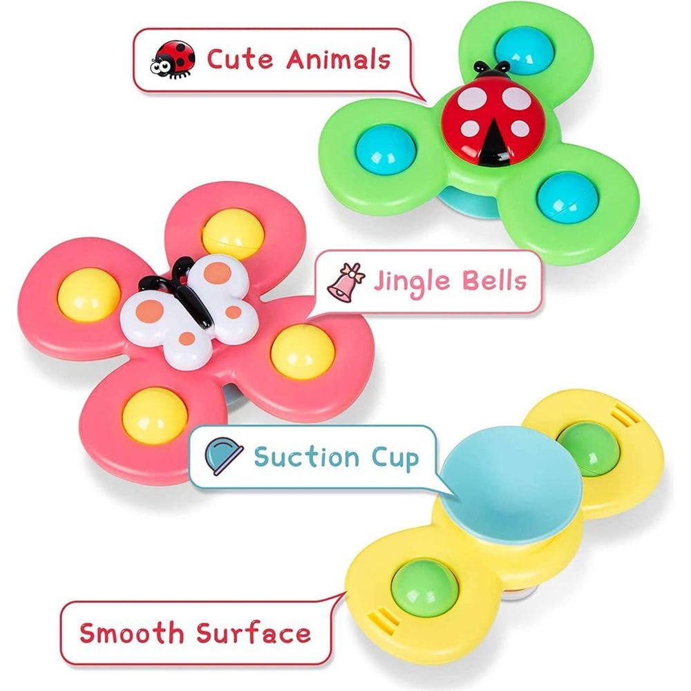 Essen - Suction Cup Fidget Spinner Toy - 3pcs - Color May Vary