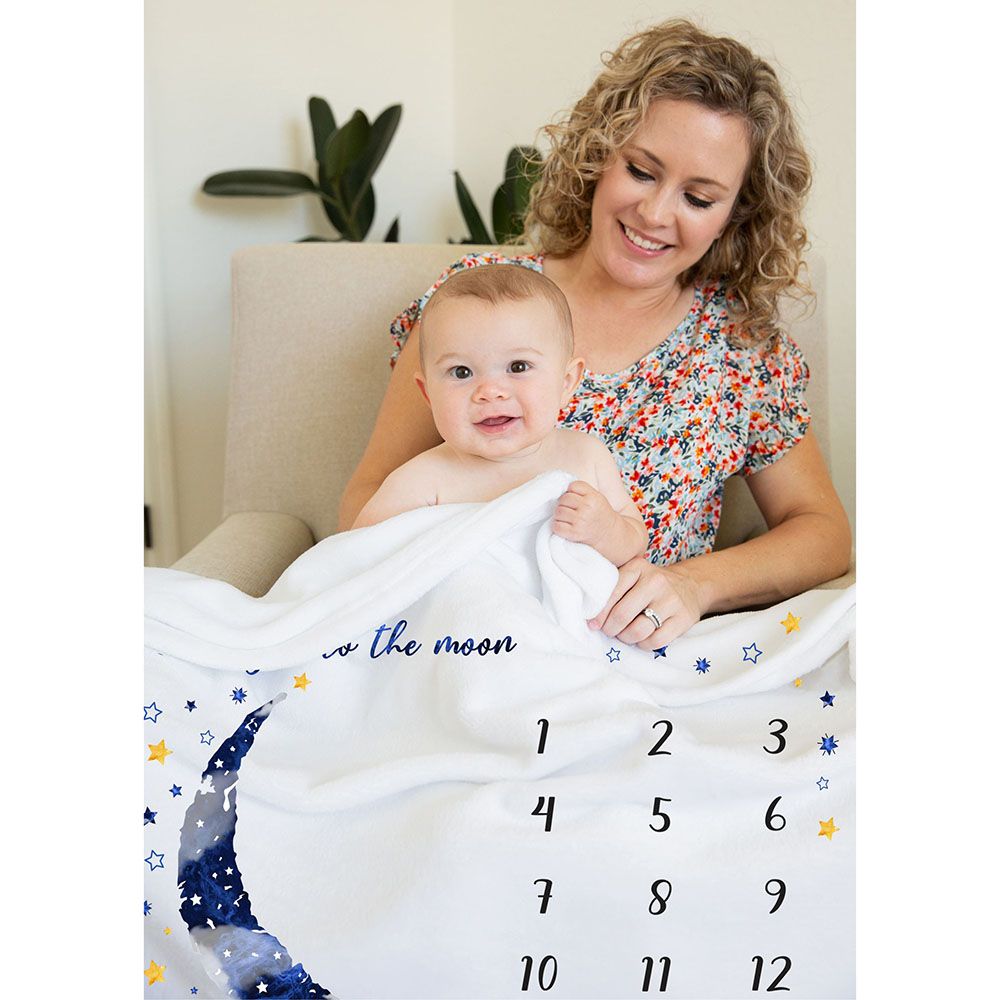 Essen - Baby Monthly Milestone Blanket - Blue