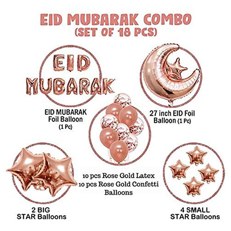 ESSEN - Eid Mubarak Rose Gold Decoration Balloon 37Pcs