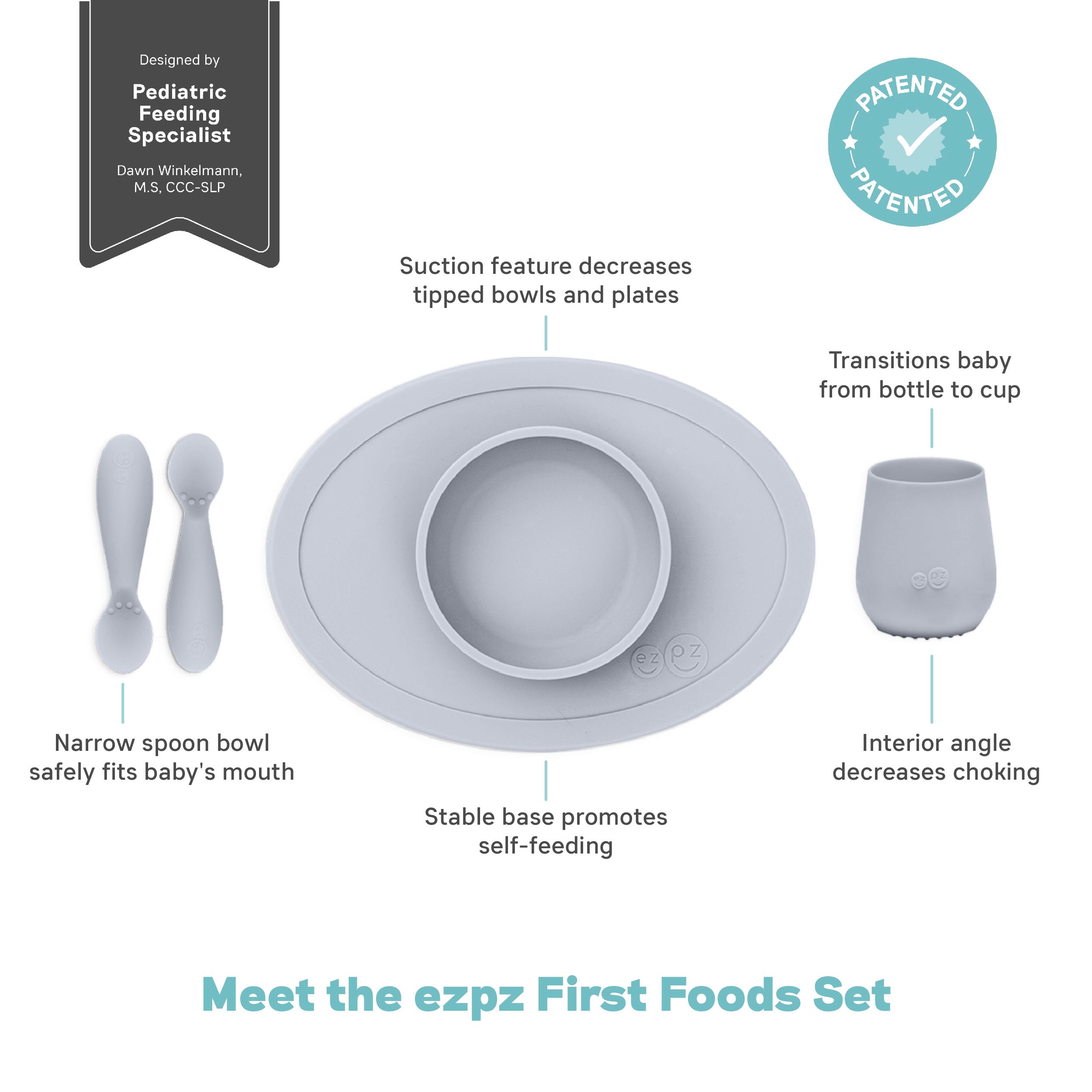 Ezpz - First Food Set - Pewter