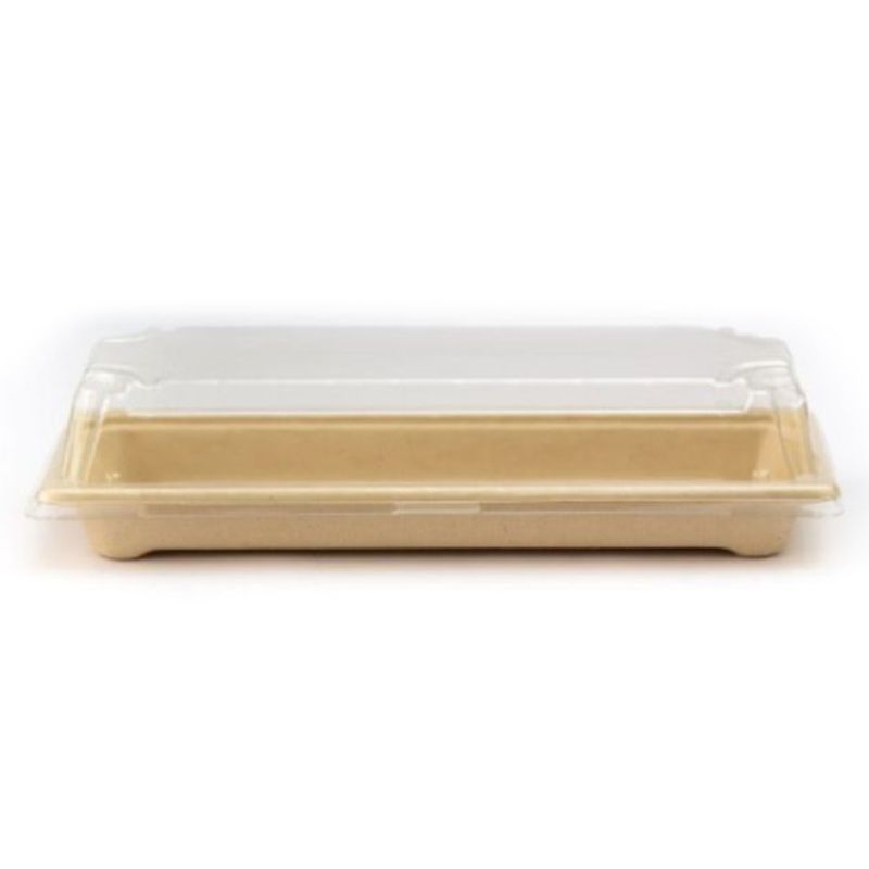 Ecoway - Rectangular Disposable Serving Plates - 100pcs - Brown