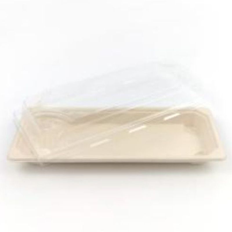 Ecoway - Rectangular Disposable Serving Plates - 100pcs - Brown