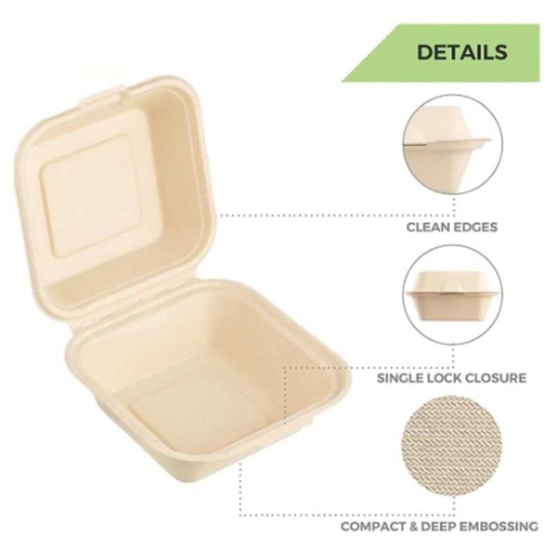 Ecoway - Take Out Food Containers - 6 X 6 cm - 100pcs - Brown