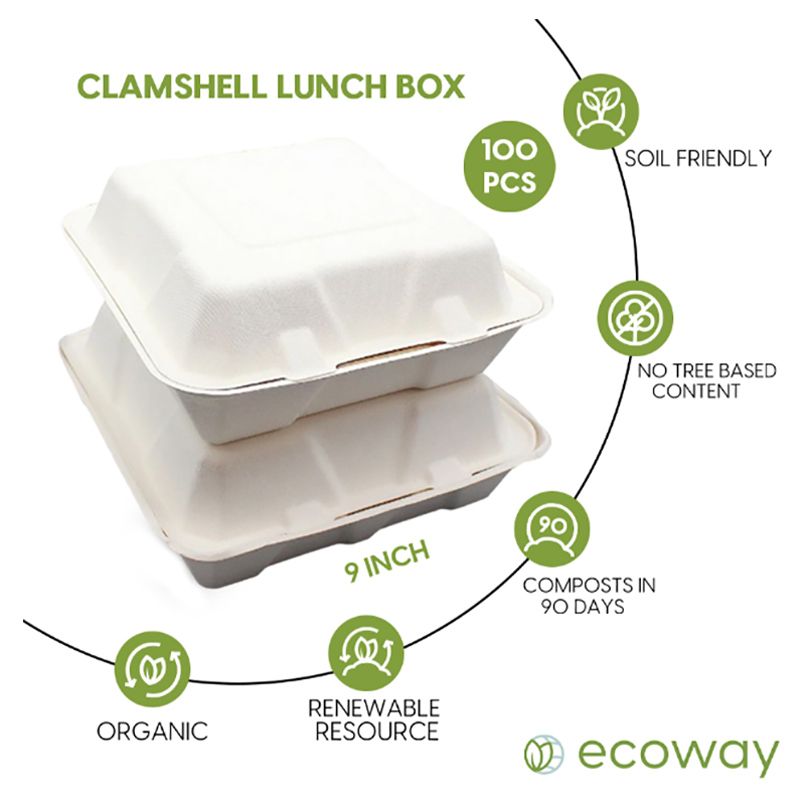 Ecoway - 100% Compostable Take Out Food Containers - 6 X 6 cm - 100pcs