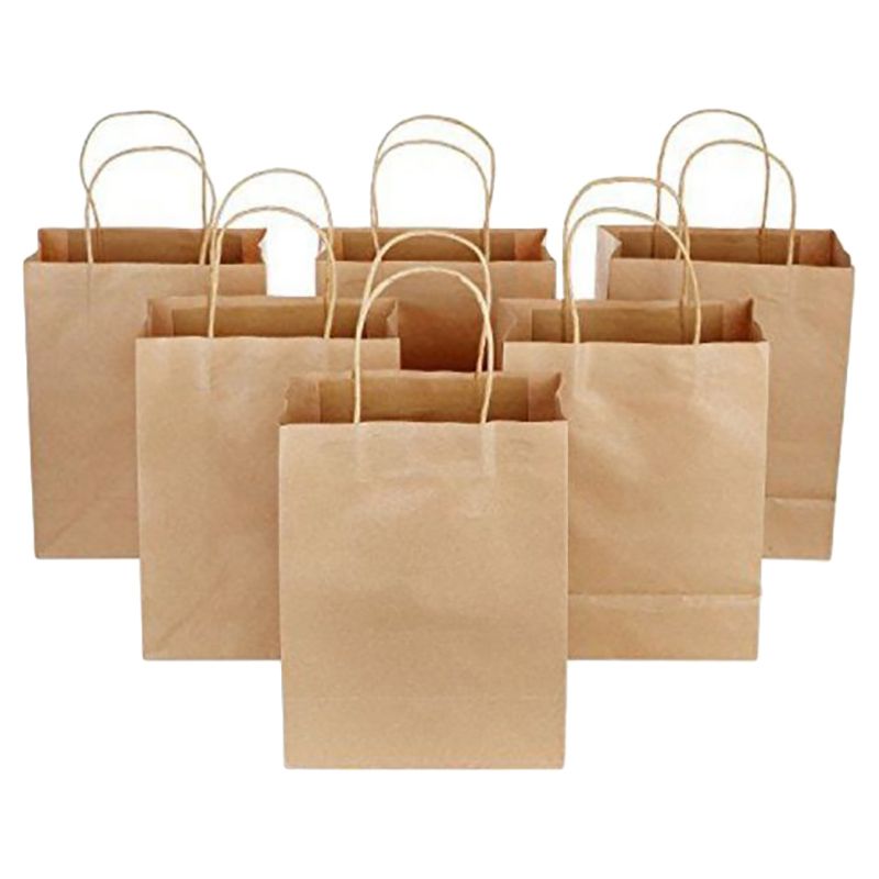 Ecoway - Paper Gift Bags w/ Handles Bulk - S - 100pcs - Brown