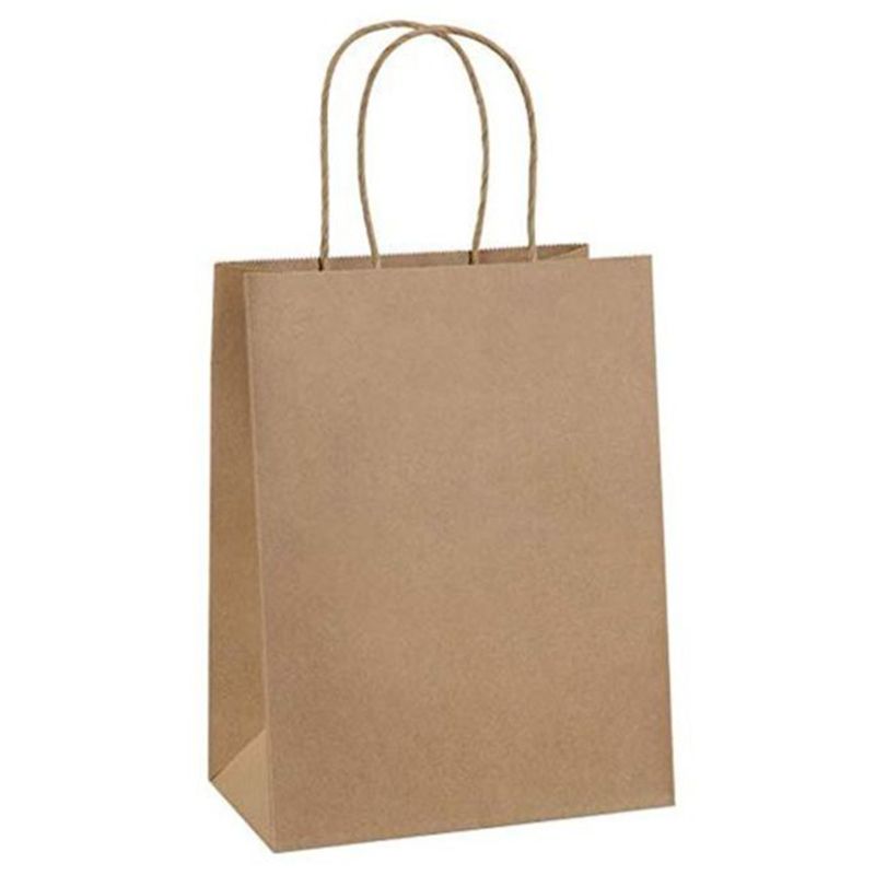 Ecoway - Paper Gift Bags w/ Handles Bulk - M - 100pcs - Brown