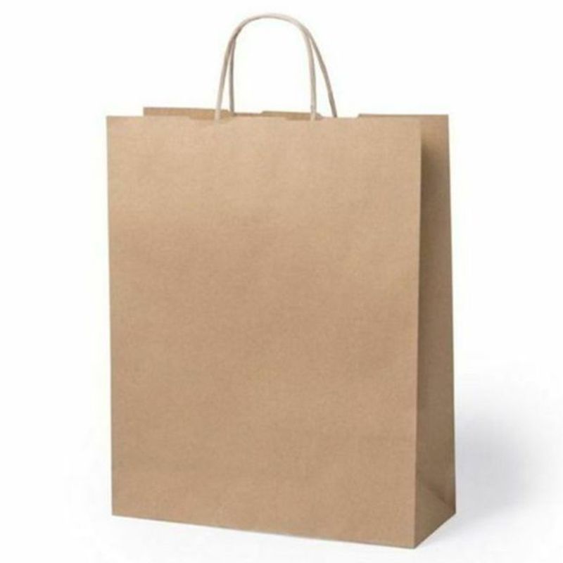 Ecoway - Paper Gift Bags w/ Handles Bulk - M - 100pcs - Brown